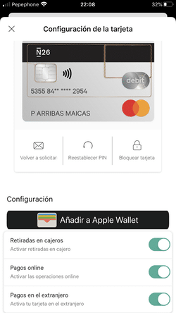 Configuración de la tarjeta