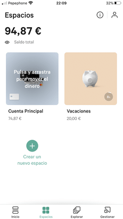 Espacios tarjeta