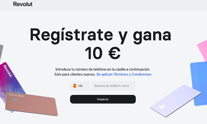 Promoción Revolut 10 euros gratis