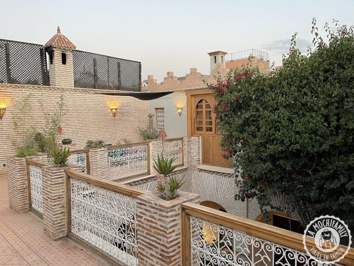 Mejor riad de Marrakech precio medio. Riad Samsli, azotea con vistas a nuestra habitación
