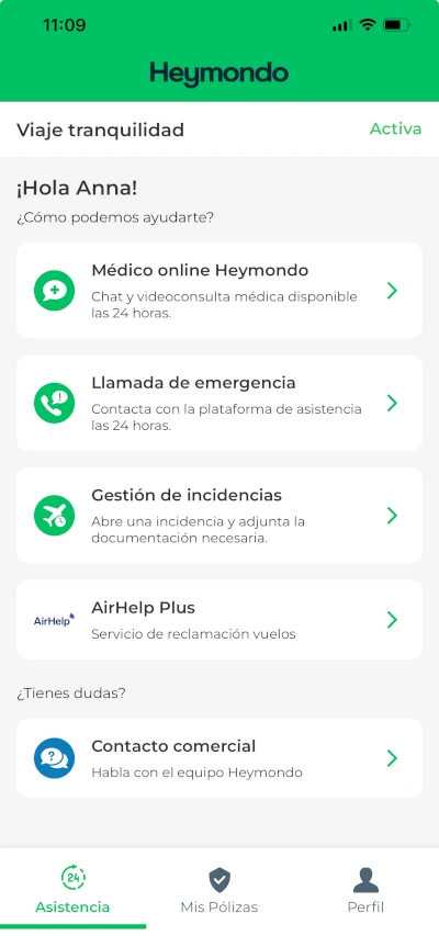 Aplicación de móvil de Heymondo