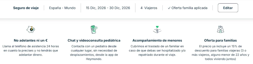Descuento Heymondo familia aplicado